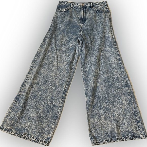 ASOS DESIGN Acid Wash Wide Leg Jeans Women's 34x32 (Actual 33x31) - Picture 1 of 13